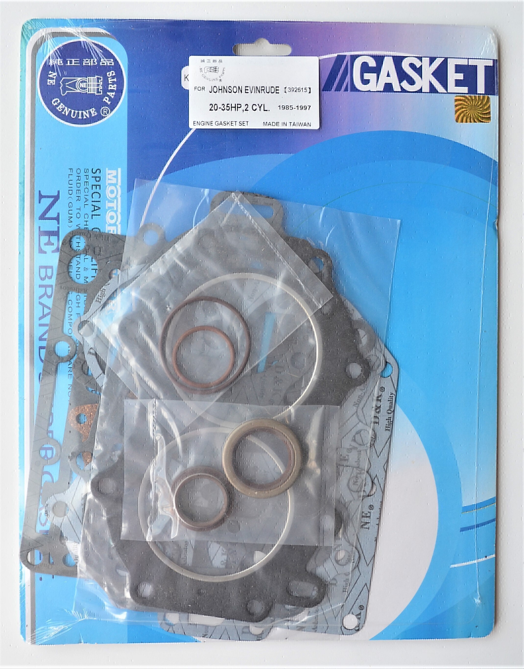 COMPLETE GASKET KIT FOR EVINRUDE JOHNSON 20HP 25HP 30HP 35 HP 2 CYL 1985/1997 OUTBOARD MOTOR # 392615