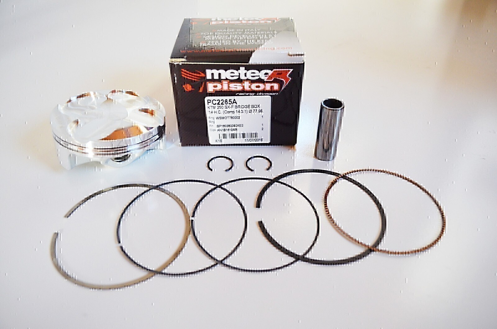 METEOR PISTON KIT FOR KTM 4T 250XCF - W 250 XCF - W 2016 HIGH COMP 12.3.1 77.96